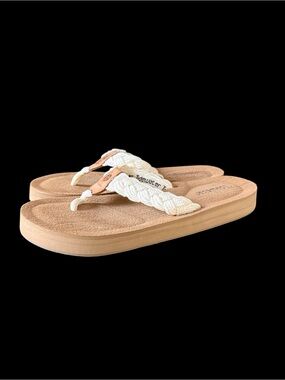 Tidewater Women’s Nantucket Harbor White Braided Rope Flip Flops Size 9/10 L